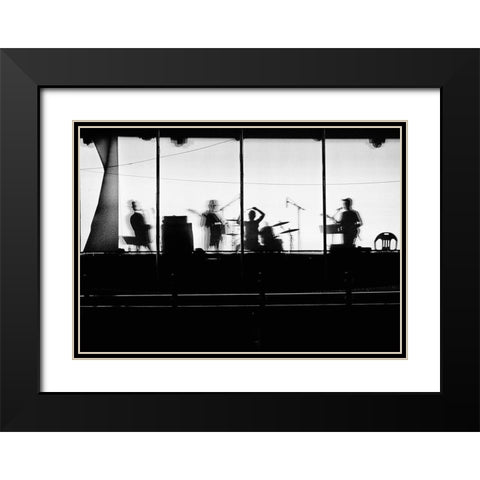 the music Black Modern Wood Framed Art Print with Double Matting by Hee Han, Dong