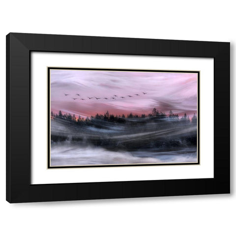 Leaving at dawn Black Modern Wood Framed Art Print with Double Matting by Emanuelson, Bjorn