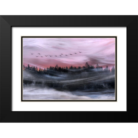 Leaving at dawn Black Modern Wood Framed Art Print with Double Matting by Emanuelson, Bjorn
