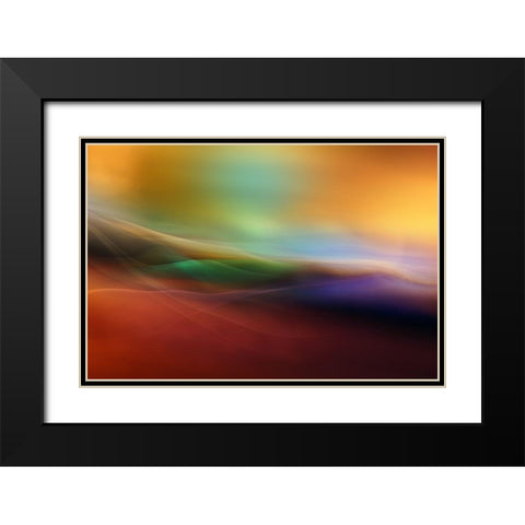 Watercolor lines Black Modern Wood Framed Art Print with Double Matting by Westum, Heidi