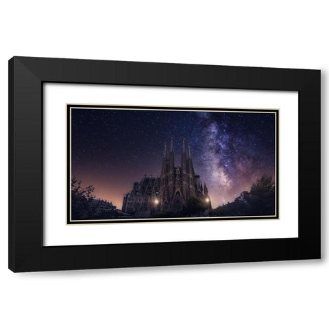 Sagrada Familia Black Modern Wood Framed Art Print with Double Matting by F. Turienzo, Carlos