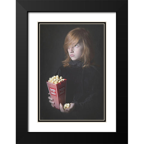 popcorn Black Modern Wood Framed Art Print with Double Matting by Kayen-Mouthaan, Carola