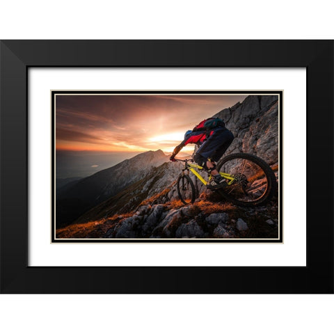 Golden hour high alpine ride Black Modern Wood Framed Art Print with Double Matting by Bertoncelj, Sandi
