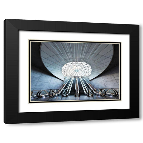 Malmo Station Black Modern Wood Framed Art Print with Double Matting by Lindsten, Christian