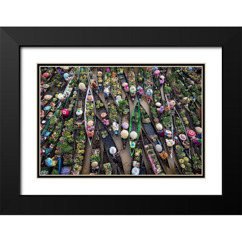Pasar Terapung Black Modern Wood Framed Art Print with Double Matting by Kamil, Insan