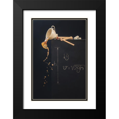 A study with free fall Black Modern Wood Framed Art Print with Double Matting by Belenko, Dina