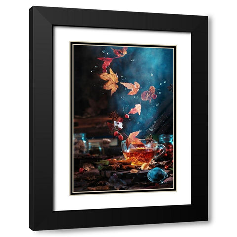 Briar tea with autumn swirl Black Modern Wood Framed Art Print with Double Matting by Belenko, Dina