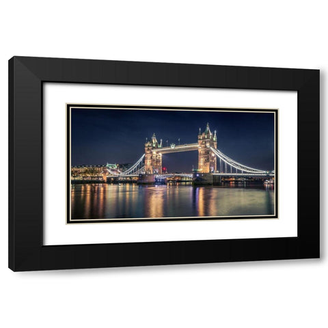 Night at The Tower Bridge Black Modern Wood Framed Art Print with Double Matting by El Assy, Nader