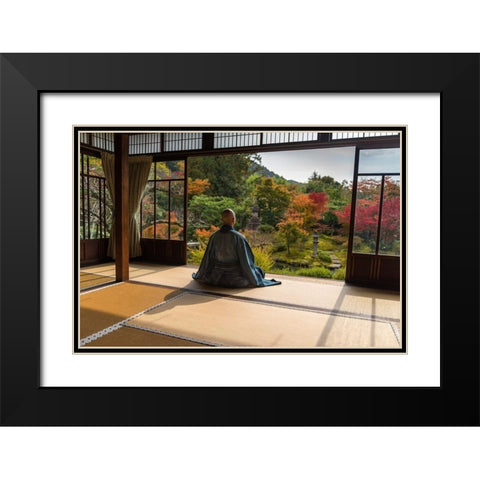 MAÂ©ditation Black Modern Wood Framed Art Print with Double Matting by Pelissier, Marc