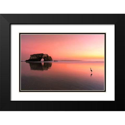 Sunset at the Natural Bridge-2 Black Modern Wood Framed Art Print with Double Matting by Li, Rob