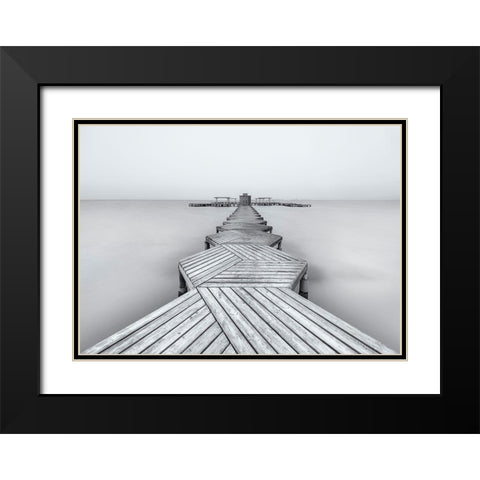 The Pier Black Modern Wood Framed Art Print with Double Matting by Garci, Xavier