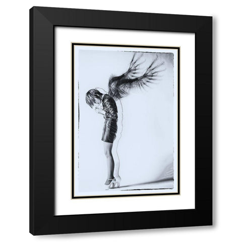 Fallen Angel Black Modern Wood Framed Art Print with Double Matting by Kiyota, Daisuke
