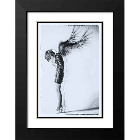 Fallen Angel Black Modern Wood Framed Art Print with Double Matting by Kiyota, Daisuke