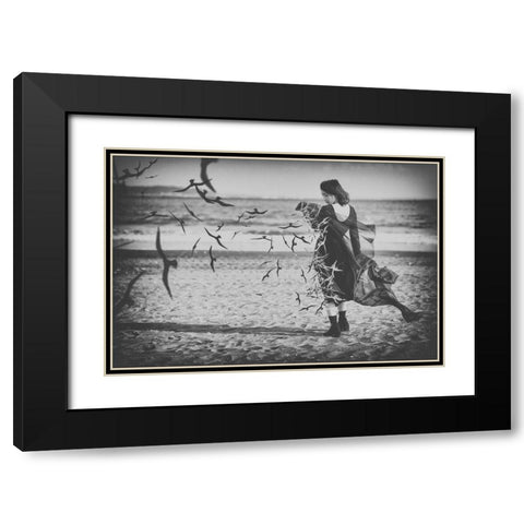 Ominous call death Black Modern Wood Framed Art Print with Double Matting by Kiyota, Daisuke