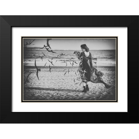 Ominous call death Black Modern Wood Framed Art Print with Double Matting by Kiyota, Daisuke