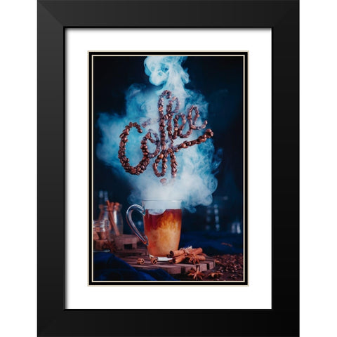 Smell the coffee Black Modern Wood Framed Art Print with Double Matting by Belenko, Dina