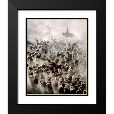 The Great Migration of China Black Modern Wood Framed Art Print with Double Matting by Wong, Adam