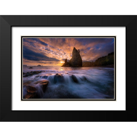 Fractured Black Modern Wood Framed Art Print with Double Matting by Moore, Chris