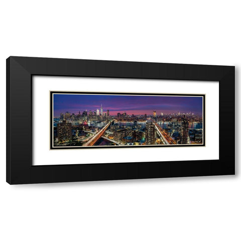 Manhattan skyline during beautiful sunset Black Modern Wood Framed Art Print with Double Matting by D MÃ¸rkeberg, Thomas