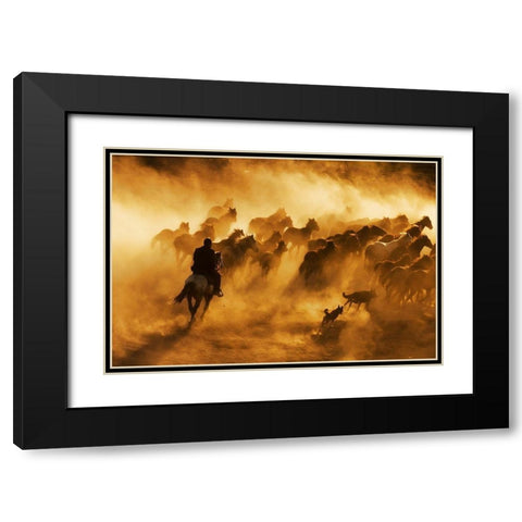 cowboy Black Modern Wood Framed Art Print with Double Matting by Tunc, Feyzullah