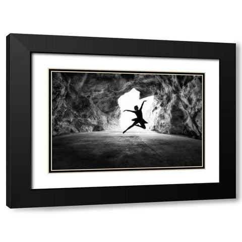classic jump Black Modern Wood Framed Art Print with Double Matting by Partovi, Osher
