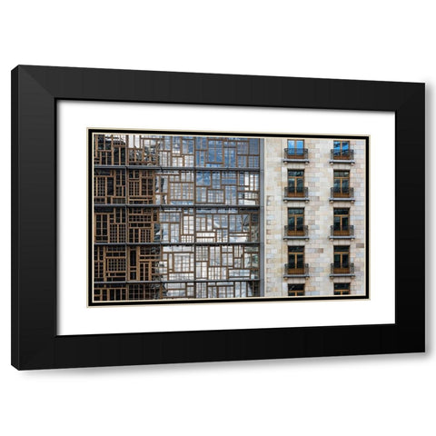 window mosaic Black Modern Wood Framed Art Print with Double Matting by Van Son, Greetje