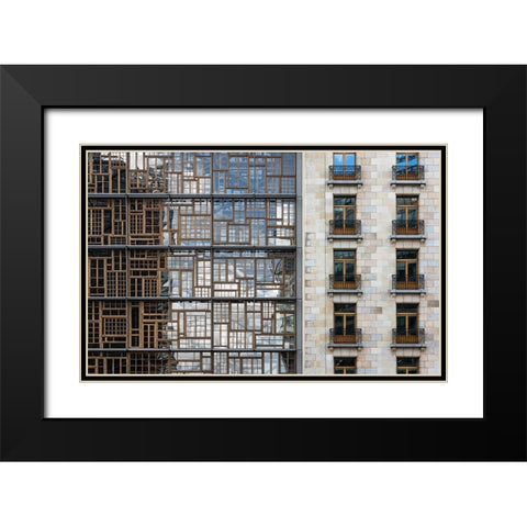 window mosaic Black Modern Wood Framed Art Print with Double Matting by Van Son, Greetje