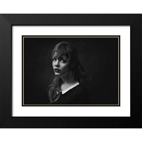 Topaz Black Modern Wood Framed Art Print with Double Matting by Rise, Zachar