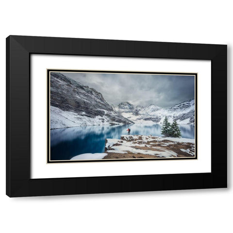 The Mountains and Me Black Modern Wood Framed Art Print with Double Matting by Zheng, Michael