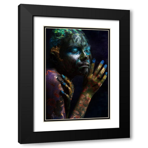 Oil and Fish Black Modern Wood Framed Art Print with Double Matting by Kovalev, Ivan