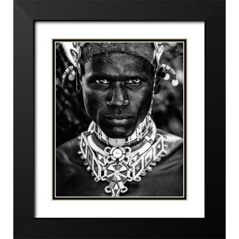 Samburu man Black Modern Wood Framed Art Print with Double Matting by Vidak, Vedran