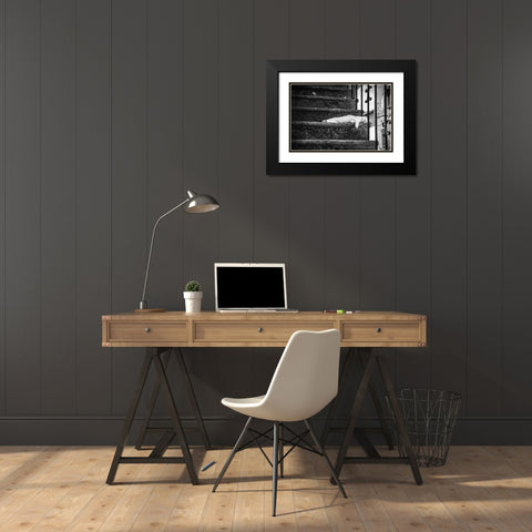 Slow life Black Modern Wood Framed Art Print with Double Matting by Polo, Piera
