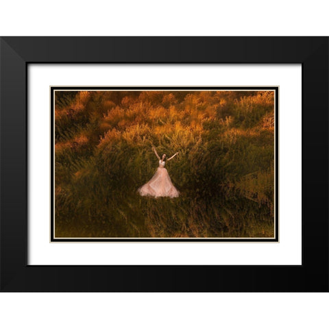 Natalia in the field Black Modern Wood Framed Art Print with Double Matting by Darzi, Mike