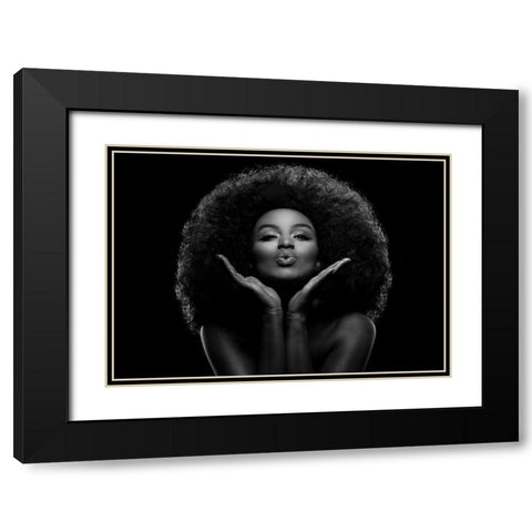 Kiss me Black Modern Wood Framed Art Print with Double Matting by Sabat, Marc