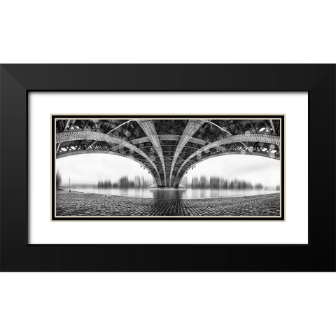 Under The Iron Bridge Black Modern Wood Framed Art Print with Double Matting by Em-Photographies