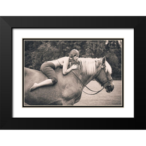 Off to the Races Black Modern Wood Framed Art Print with Double Matting by Jae