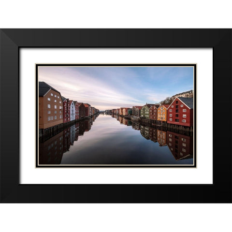 Trondheim, Norway Black Modern Wood Framed Art Print with Double Matting by Soderman, Par