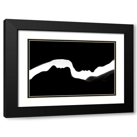 The Profiles of two Women Black Modern Wood Framed Art Print with Double Matting by Lykke, Jan