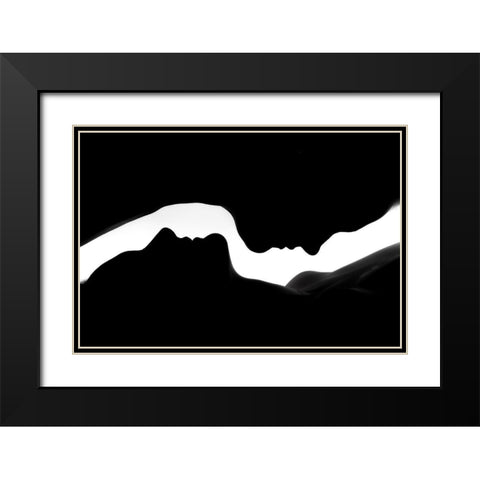 The Profiles of two Women Black Modern Wood Framed Art Print with Double Matting by Lykke, Jan