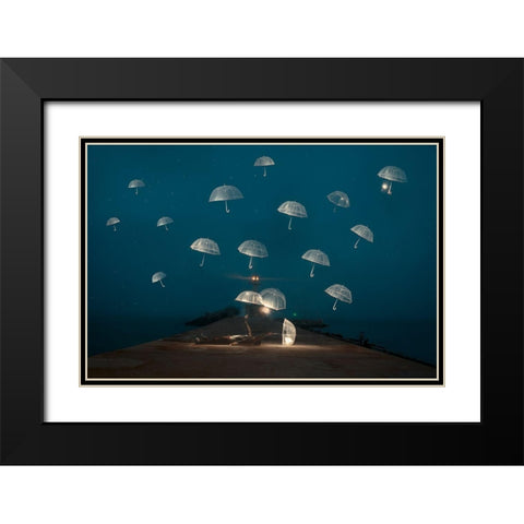 DREAMS Black Modern Wood Framed Art Print with Double Matting by Lazarov, Alexandar