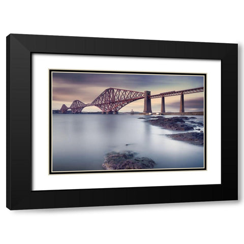 Forth Rail Bridge Black Modern Wood Framed Art Print with Double Matting by Vlasko, Martin