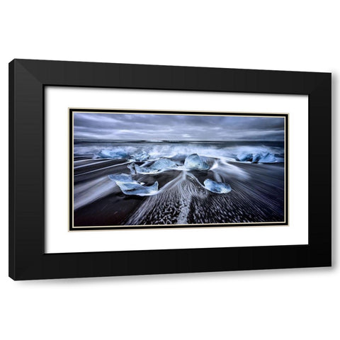 Blue Diamonds Black Modern Wood Framed Art Print with Double Matting by M. Garcia, Jesus