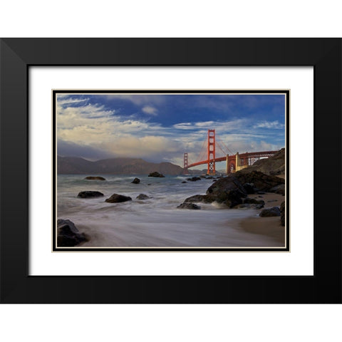 Golden Gate Bridge Black Modern Wood Framed Art Print with Double Matting by Vasenev, Evgeny