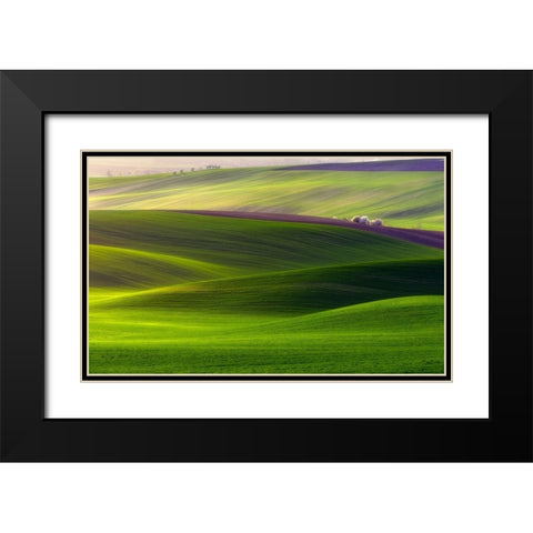 Verdant land Black Modern Wood Framed Art Print with Double Matting by Krol (Bax), Piotr