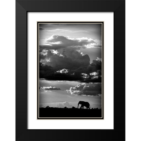 He walks under an African Sky Black Modern Wood Framed Art Print with Double Matting by Wildphotoart