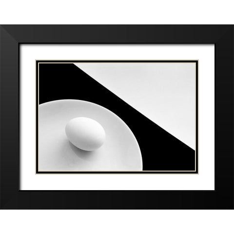 Still life with egg Black Modern Wood Framed Art Print with Double Matting by Hrabinsky, Peter