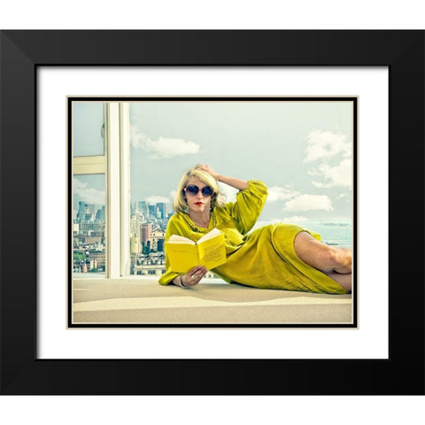 oxygene Black Modern Wood Framed Art Print with Double Matting by Ambra