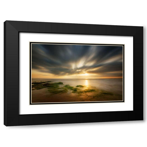 Sunrise Black Modern Wood Framed Art Print with Double Matting by Krol (Bax), Piotr