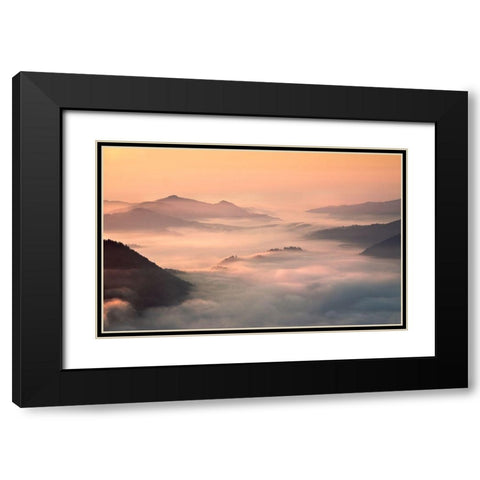 foggy morning in the mountains Black Modern Wood Framed Art Print with Double Matting by Kruk, Przemyslaw