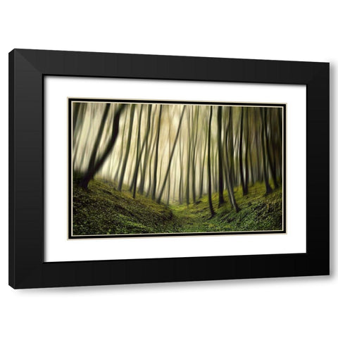 Run forest run Black Modern Wood Framed Art Print with Double Matting by Krivec, Samanta